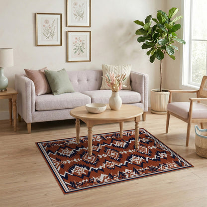 Brown and Tan Geometric Southwestern Brown Geometric Area Rug