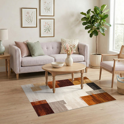 Modern Geometric Brown Tan Area Rug