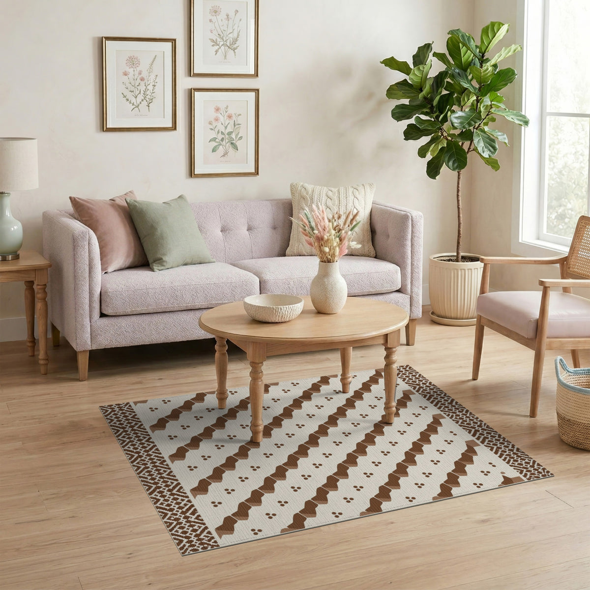 Brown Tribal Geometric Area Rug