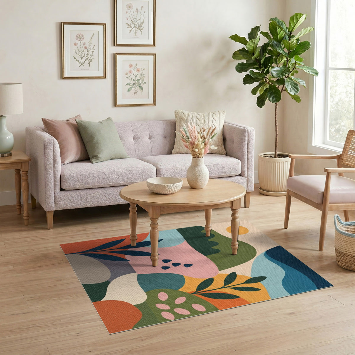 Abstract Botanical Multi-Color Area Rug
