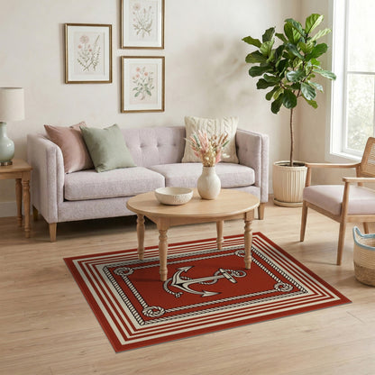 Red Anchor Rope Area Rug