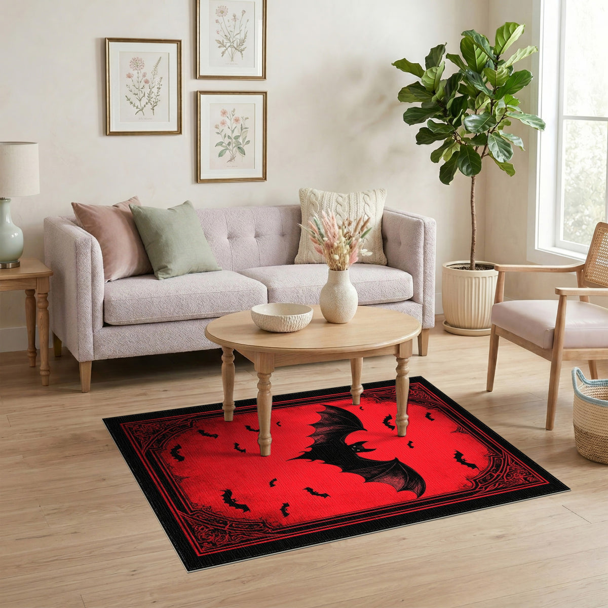 Red Bat Distressed Area Rug