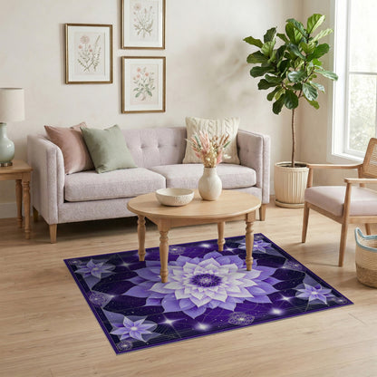 Purple Lotus Mandala Area Rug