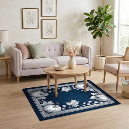 Navy Blue Pumpkin Harvest Area Rug