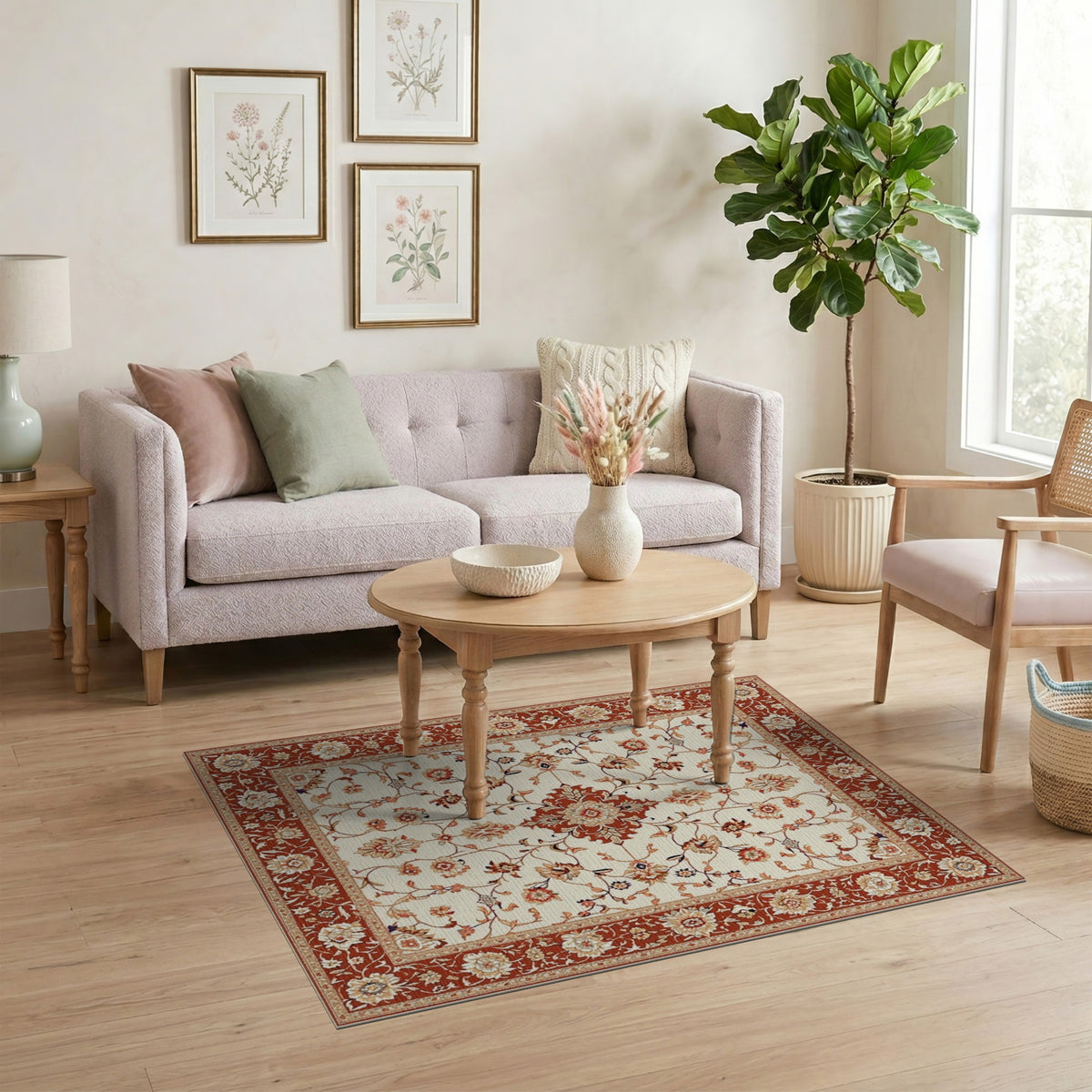 Floral Red Floral Traditional Persian Area Rug