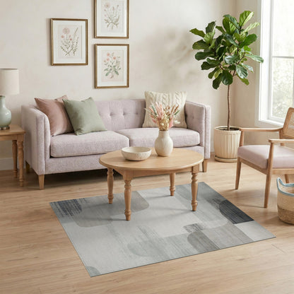 Grey Abstract Shapes Abstract Area Rug