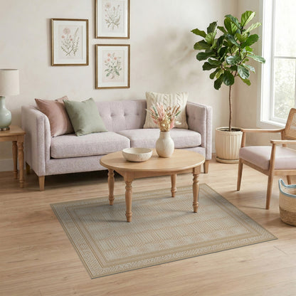 Beige Geometric Lattice Area Rug