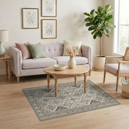 Beige Neutral Persian Medallion Area Rug