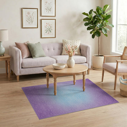 Purple Floral Ombre Vintage Area Rug
