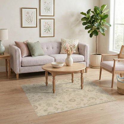 Beige Grey Floral Vintage Area Rug