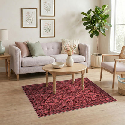 Red Floral Vintage No. 67 Area Rug