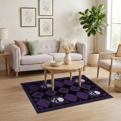 Purple Skull Mandala Area Rug