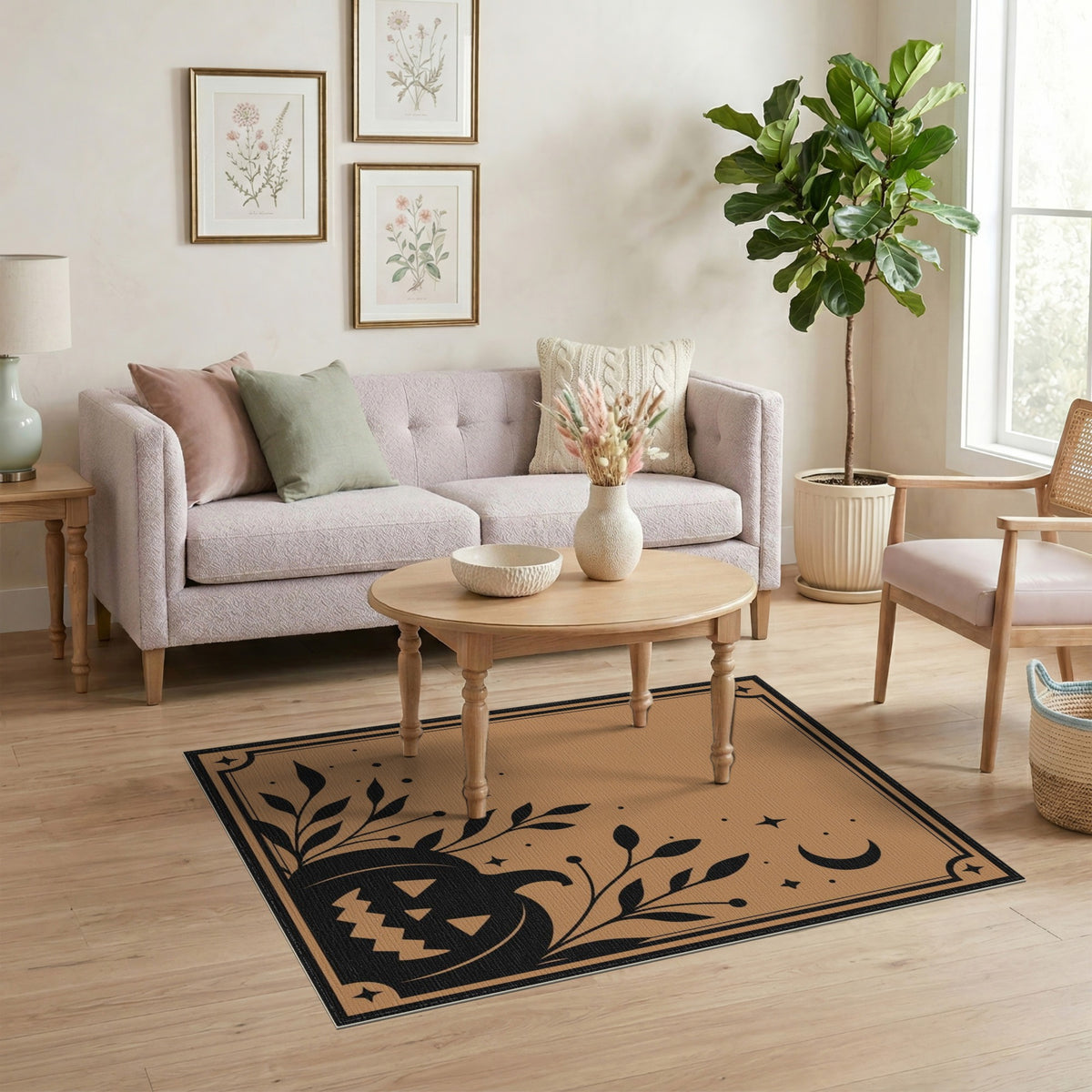 Vintage Pumpkin Moon Area Rug