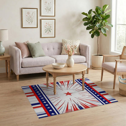 Patriotic Red Starburst Area Rug