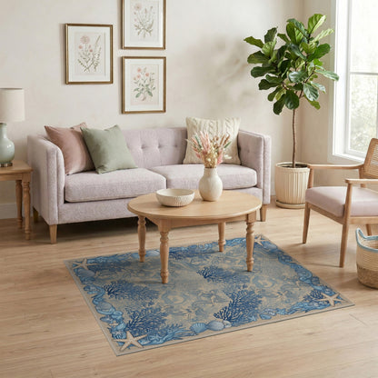 Blue Mermaid Coastal Area Rug
