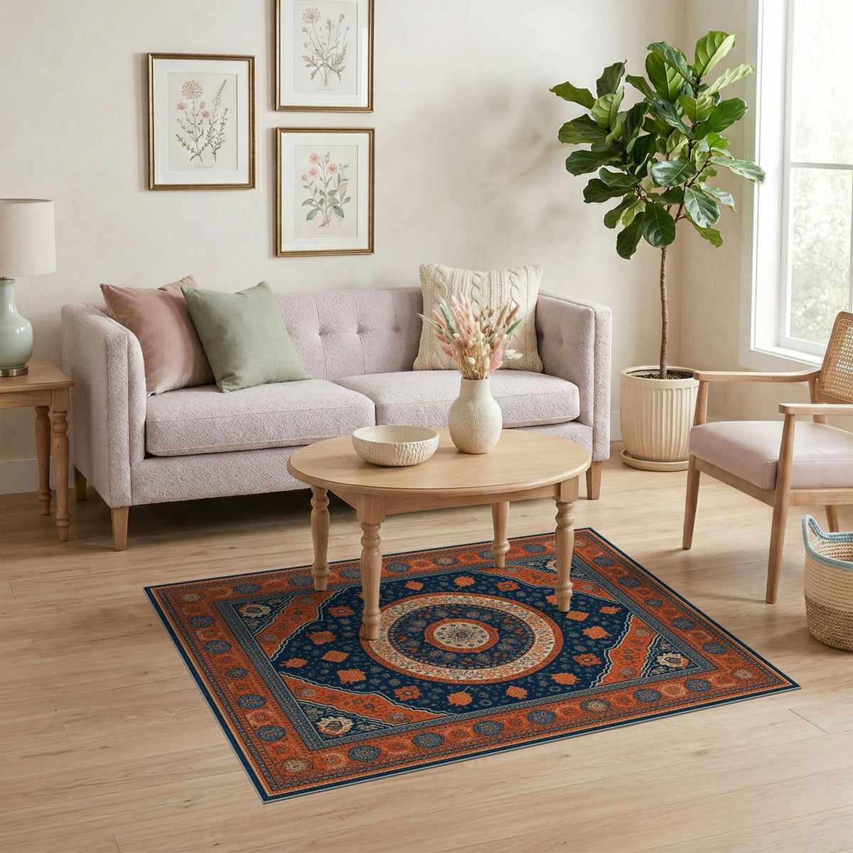 Navy Blue and Teal Navy Blue Orange Persian Medallion Area Rug