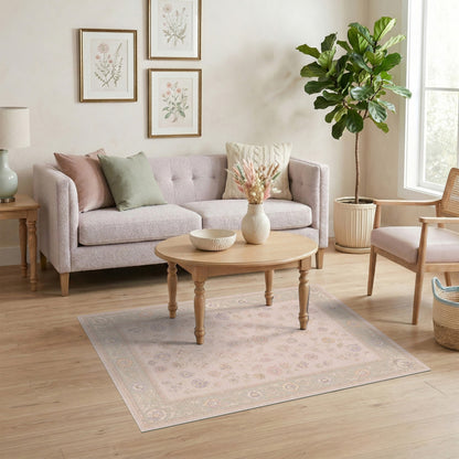 Soft Pastel Floral Vintage Area Rug