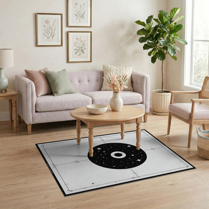 Black White Cosmic Star Circle Area Rug