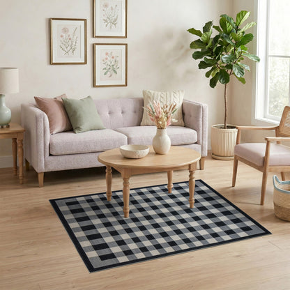 Black White Checkered Geometric No. 15 Area Rug