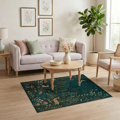 Moonlit Forest Wildlife Area Rug