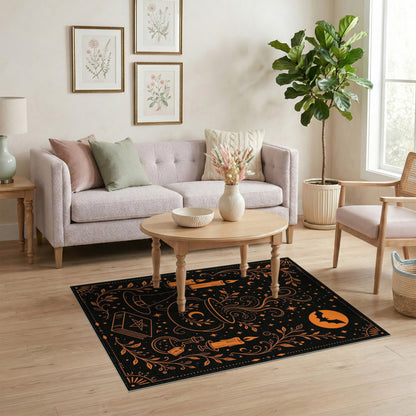 Orange Mystic Cauldron Witch Area Rug