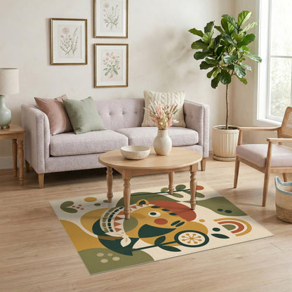 Whimsical Cartoon Face Kids Area Rug