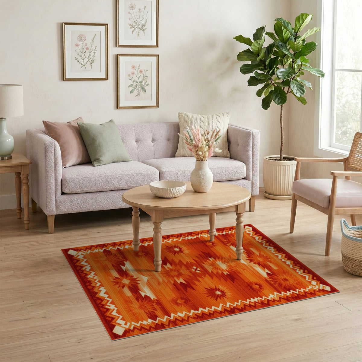 Southwestern Orange Southwestern Starburst Area Rug