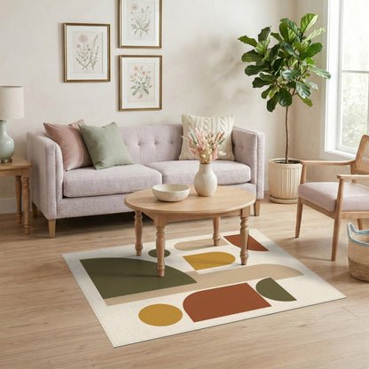 Geometric Brown Tan Brown and Tan Area Rug