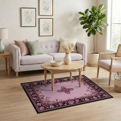 Pink Rose Floral Vintage No. 31 Area Rug