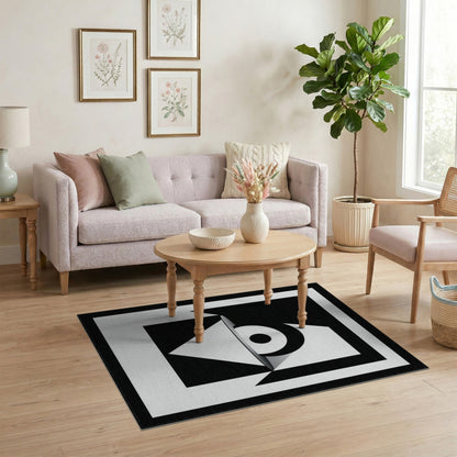 Bold Black White Geometric Area Rug