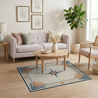 Coastal Compass Coral Area Rug