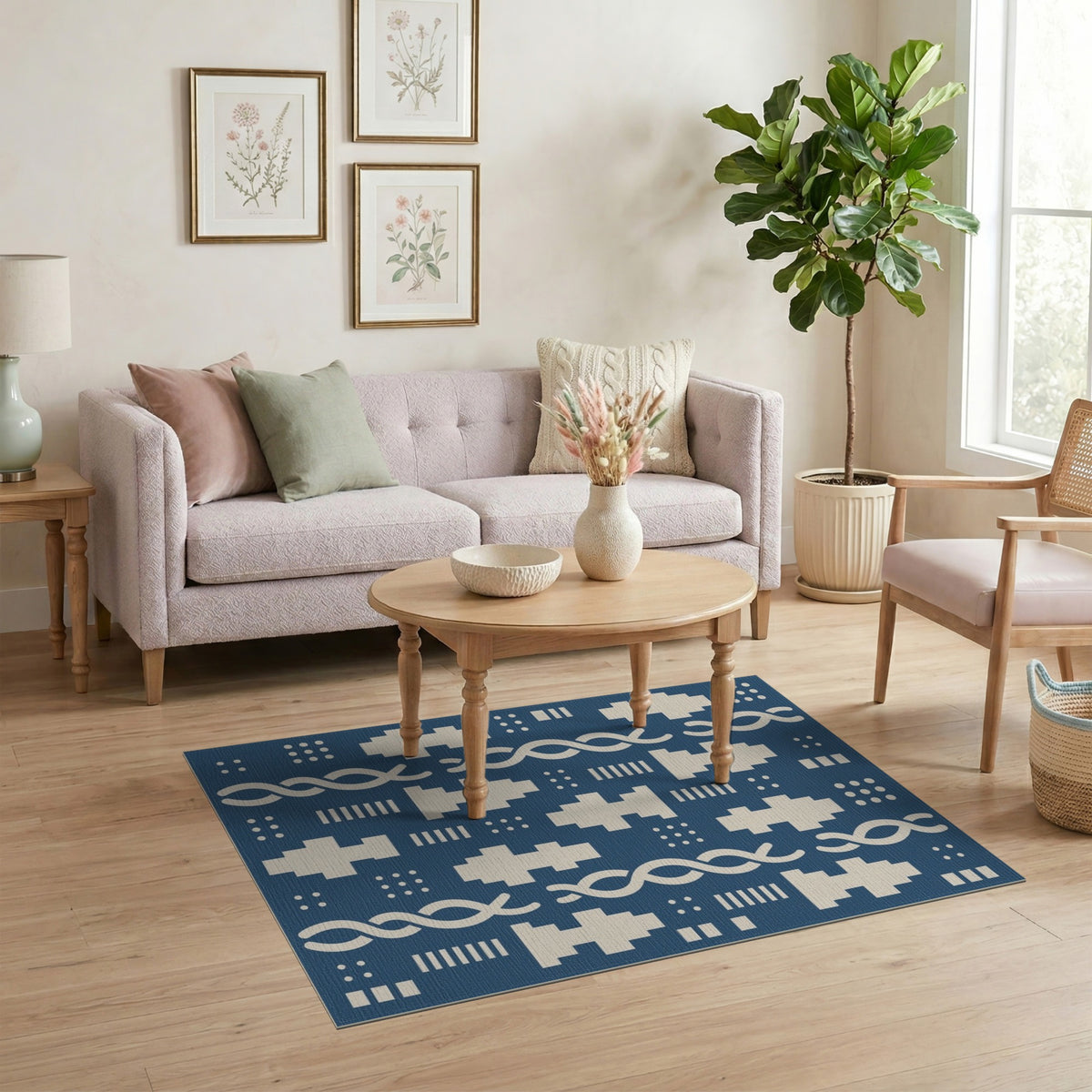Blue Geometric Helix Area Rug