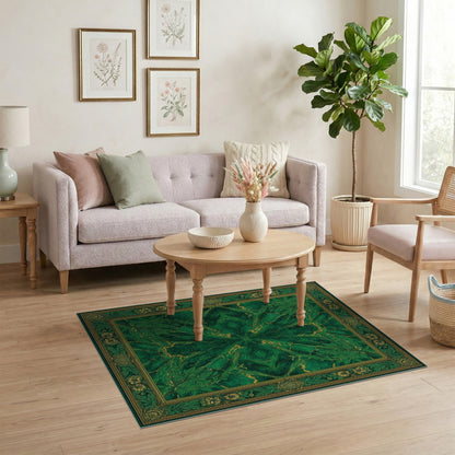Emerald Green Floral Vintage Area Rug