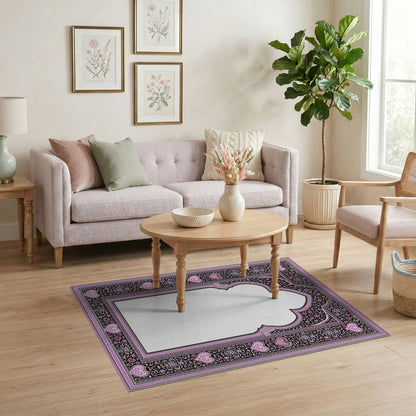 Pink Floral Heart Arch Area Rug