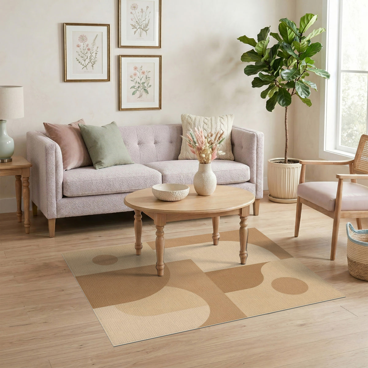 Abstract Geometric Brown Tan Brown and Tan Area Rug