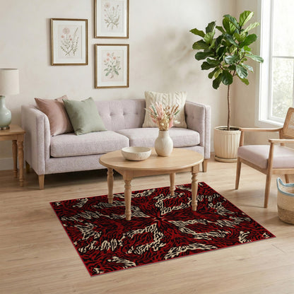 Abstract Area Bold Red Abstract Area Rug