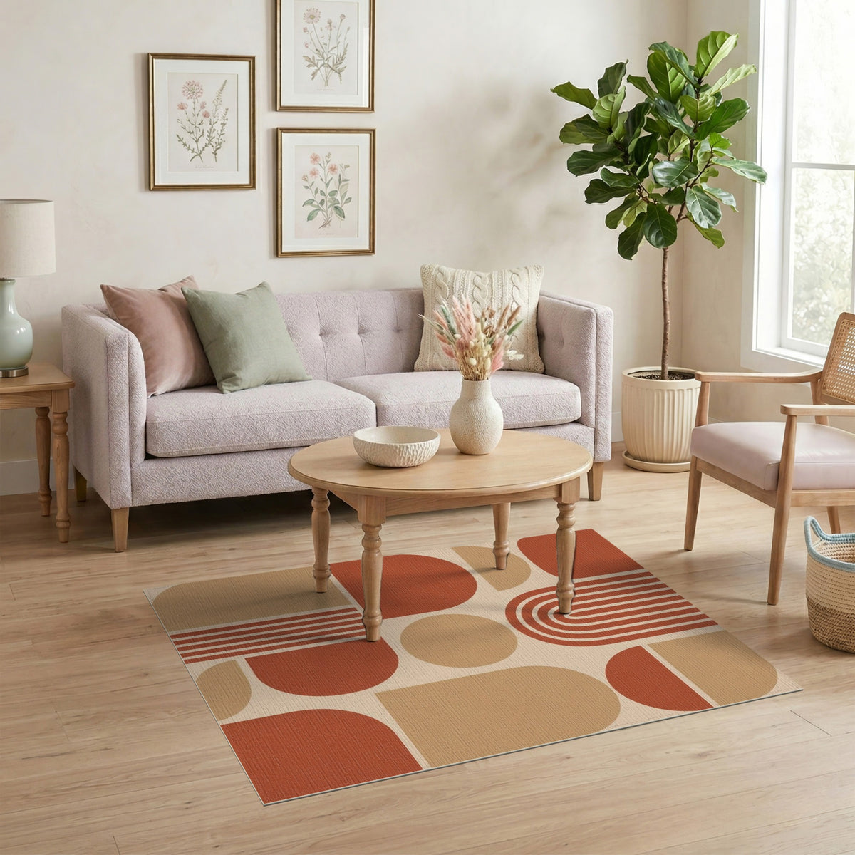 Geometric Modern Red Geometric Abstract Area Rug