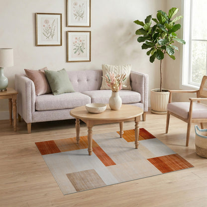 Orange Geometric Area Rug