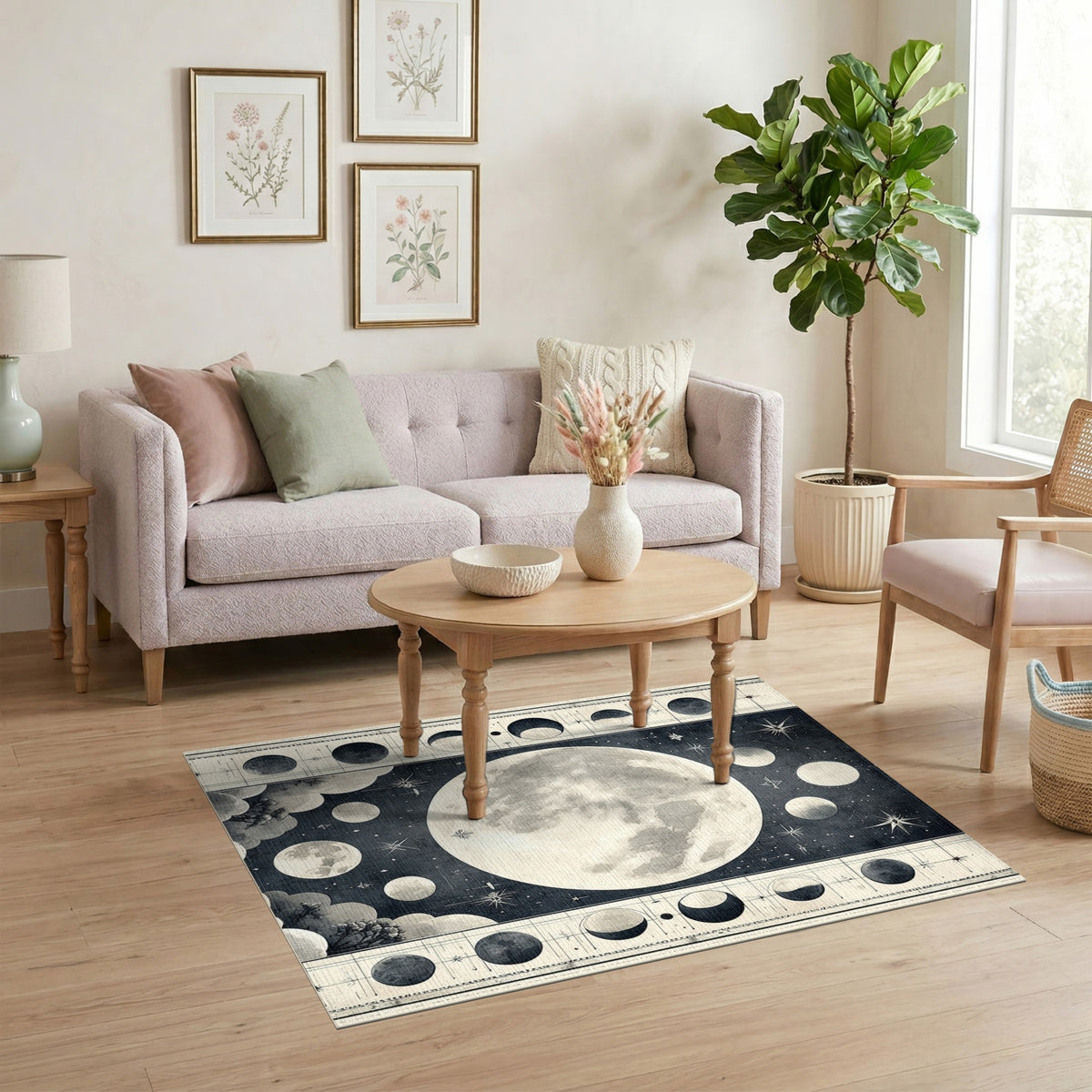 Celestial Moon Phases Washable Rug