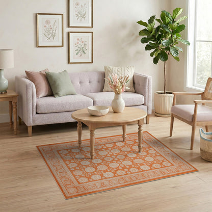 Orange Floral Vintage No. 66 Area Rug