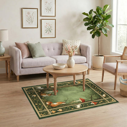 Enchanted Forest Fox and Rabbit Area Rug