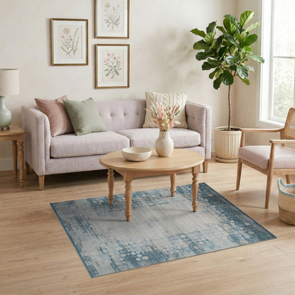 Distressed Vintage Blue Teal Distressed Vintage Area Rug