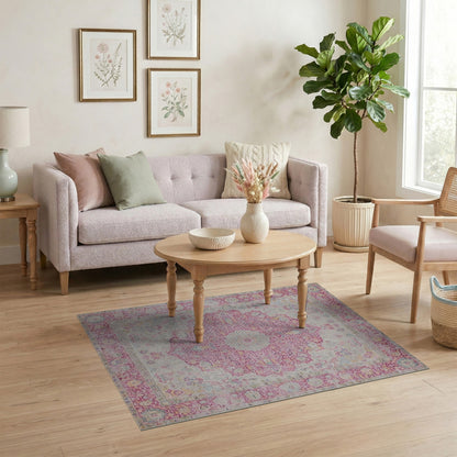 Pink Floral Medallion Vintage No. 3 Area Rug
