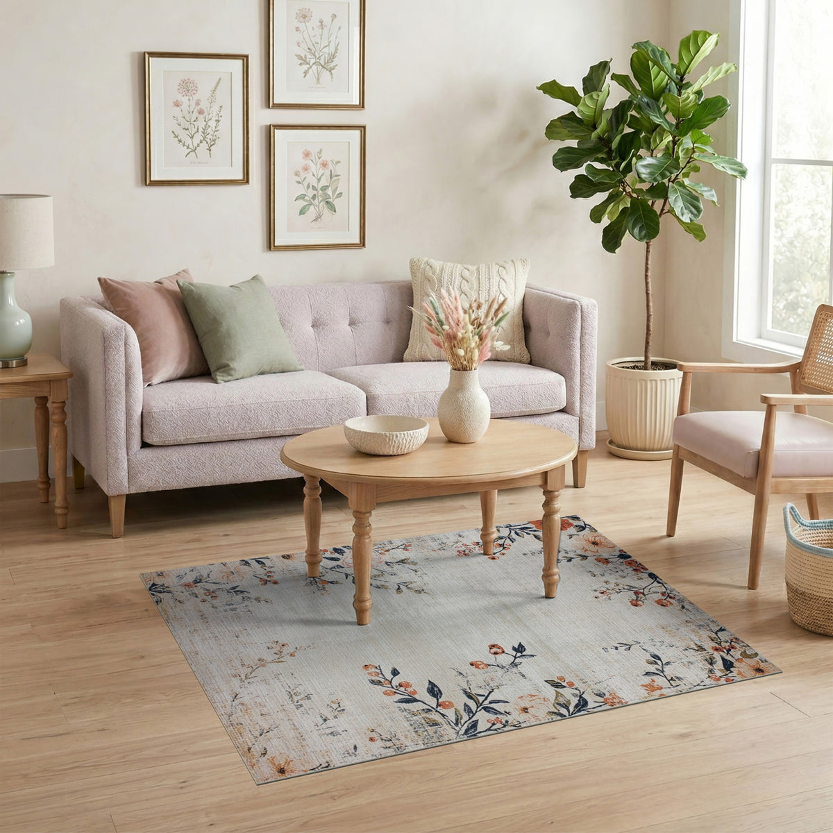 Vintage Floral Beige No. 18 Area Rug