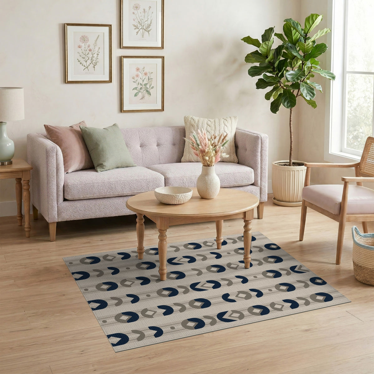 Geometric Modern Navy Geometric Area Rug
