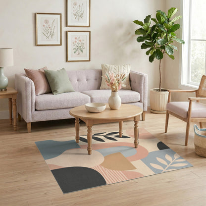 Beige Abstract Arch Area Rug