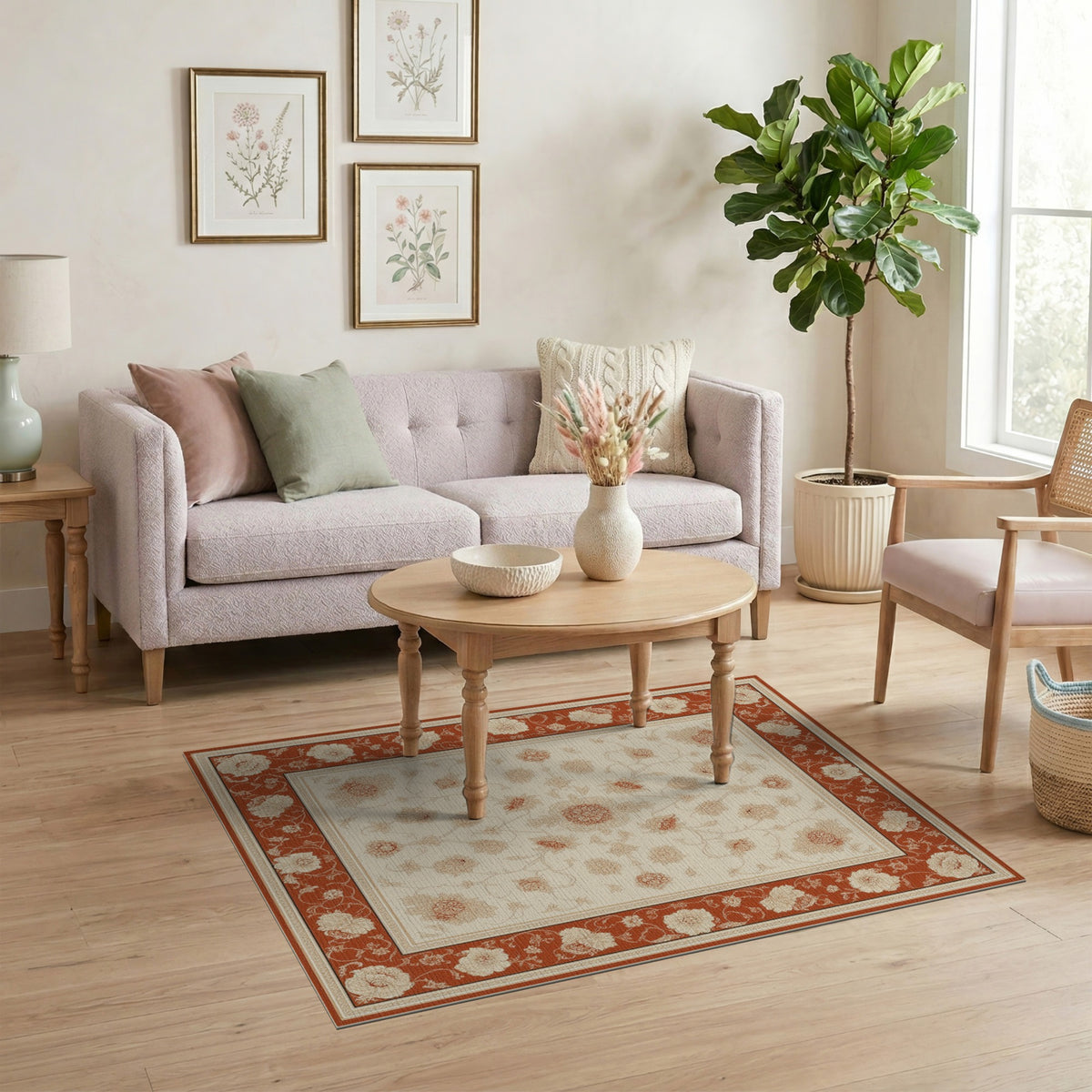 Red Floral Vintage Area Rug