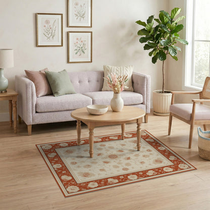 Red Floral Vintage Area Rug