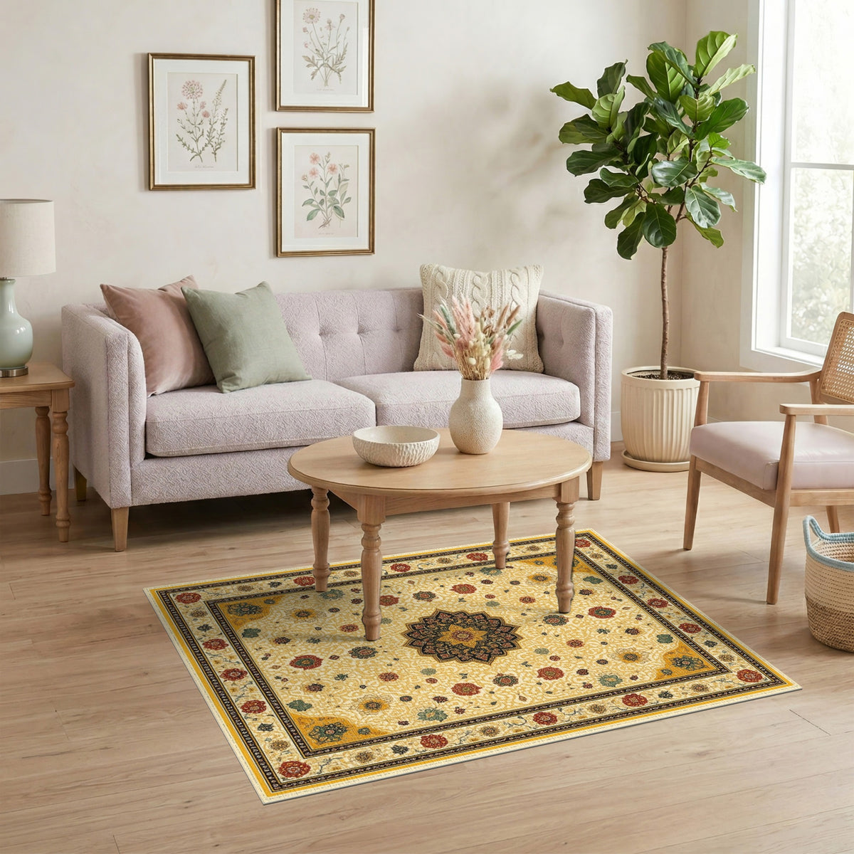 Traditional Persian Multi-color and Patterns Traditional Persian Floral Medallion Area Rug
