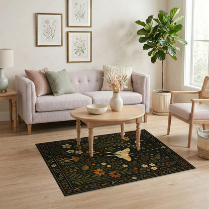 Luna Moth Celestial Floral Area Rug